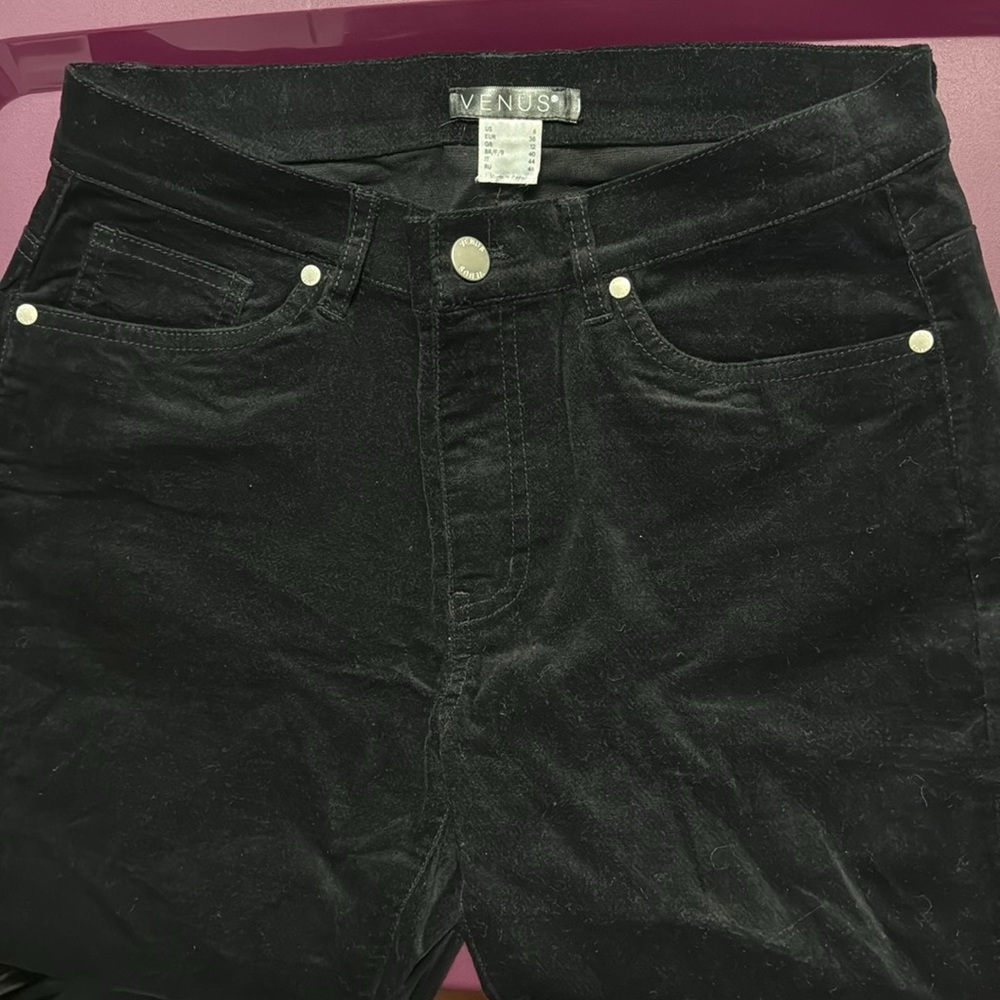 VENUS Black Velveteen Pants